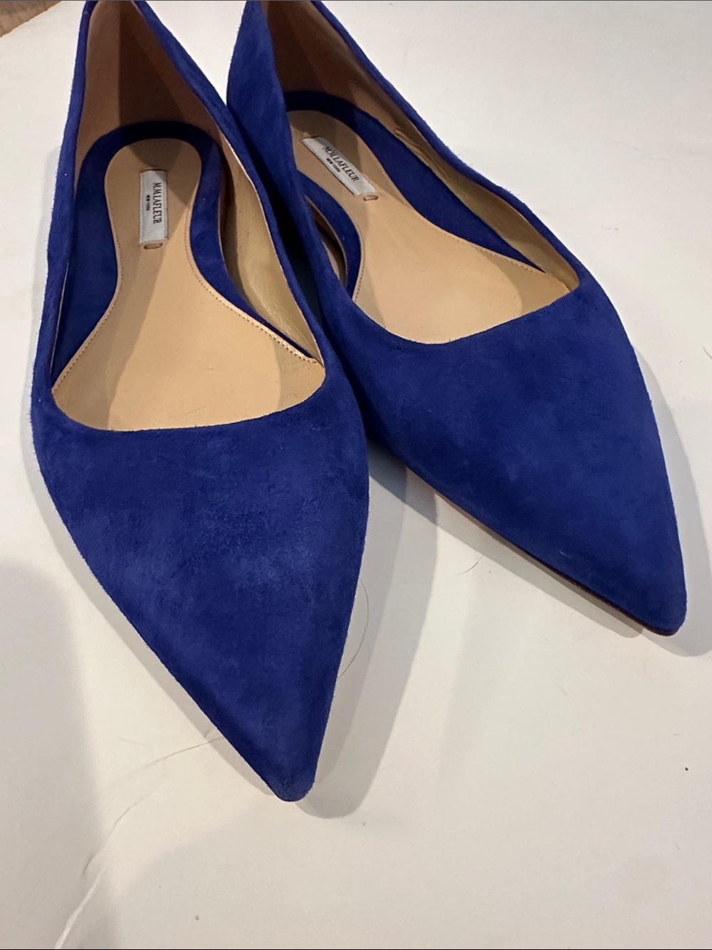 New! M.M. Lafluer Suede Cobalt Blue Pointed toes Ballet Flats size 8.5